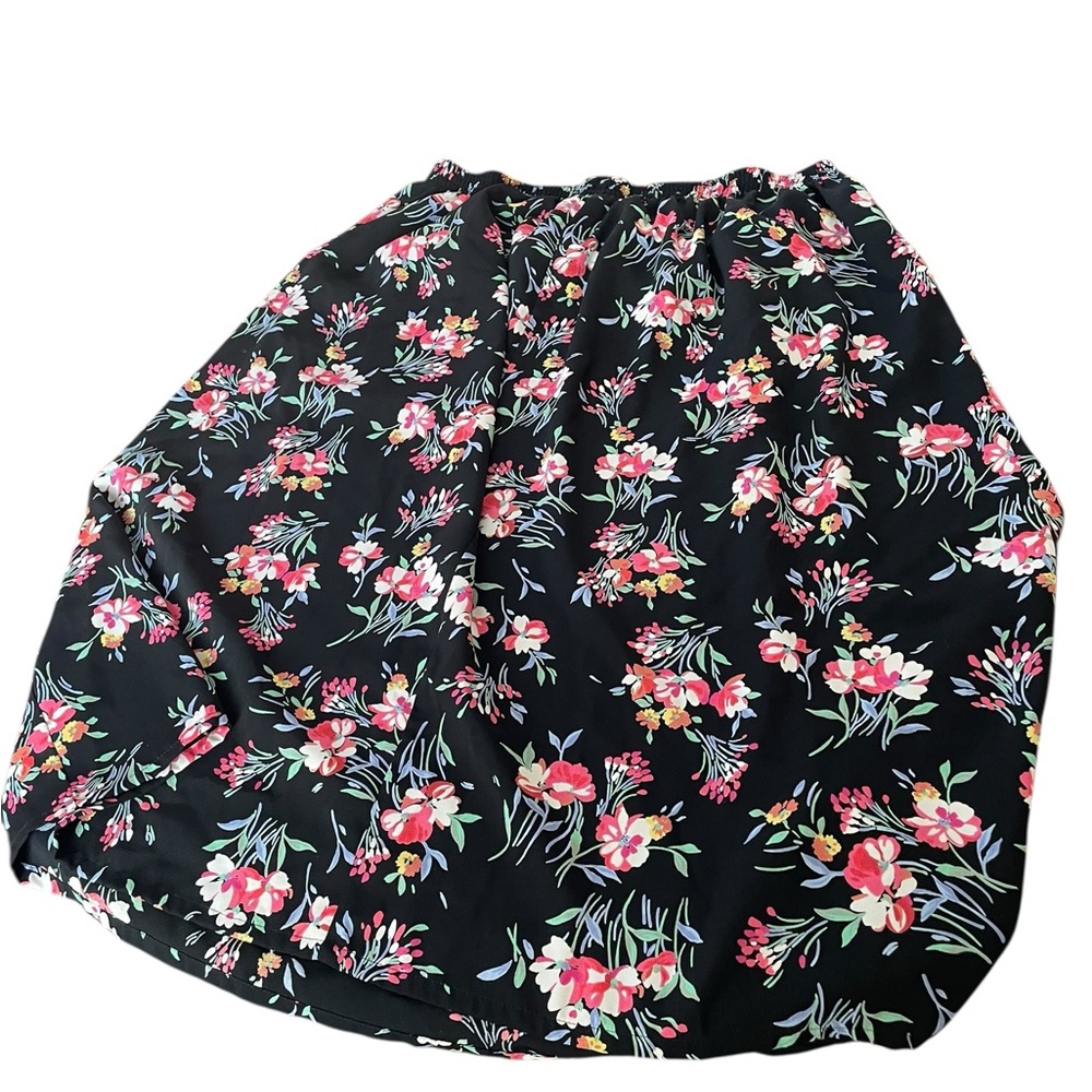 Sag Harbor Black A-Line Skirt with Floral Print Sz 1x 18 “ Waist